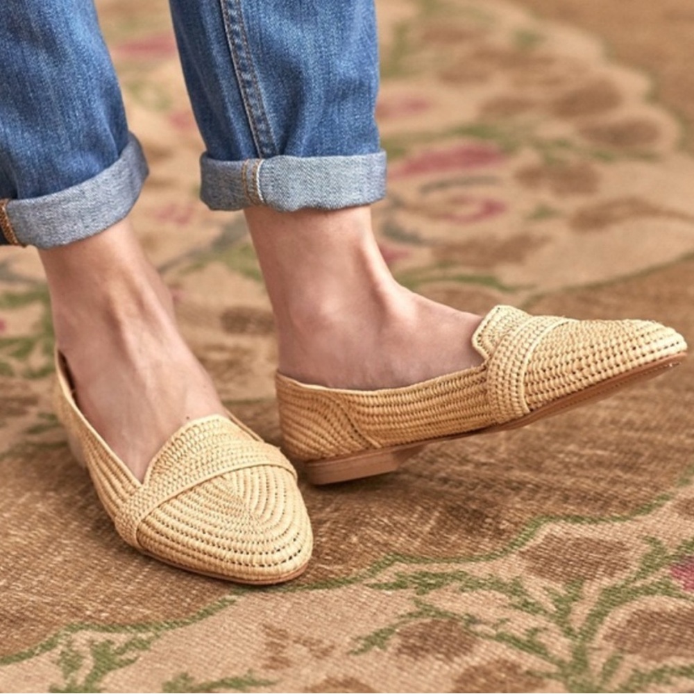 Sezane Tan Woven Flats
